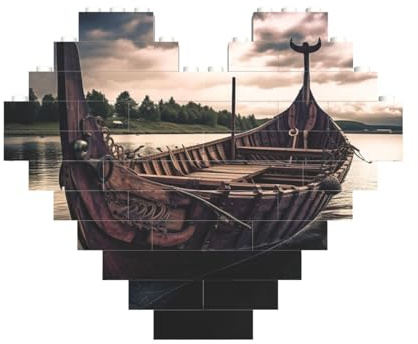 Building Block Puzzle Boat Personalized Brick Block Puzzles for Adults Building Bricks Jigsaw 3D Heart Blocks Puzzle Bricks Novelty Brick Jigsaw for Home Decor Gift