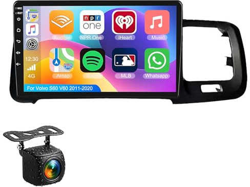 DAEFAG Android 14 Autoradio 2Din GPS Navi für Volvo S60 V60 2011-2020 9 Zoll Auto Bildschirm Radio mit Bluetooth 5.0 Carplay Android Auto WiFi 4G DSP SWC MIC+ AHD Rückfahrkamera(S-2(2G+32G))