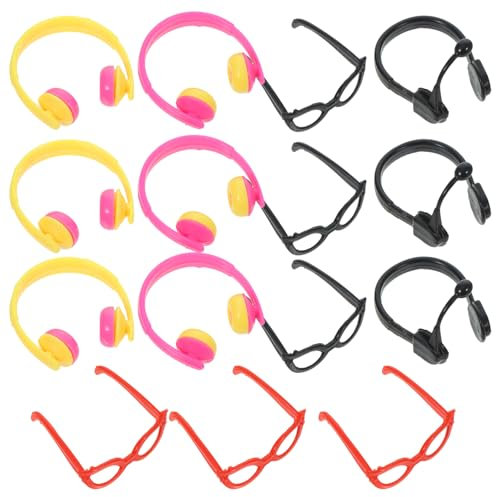 CVUTOVO 1 Juego Accesorios para Muñecas con Gafas y Auriculares Miniatura de Decoración para Manualidades rol para Cumpleaños y Días