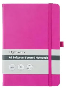 Ryman A5 Soft Cover Squared Notebook (Pink)