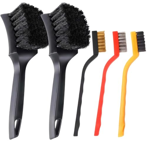 5PCS Alloy Wheel Brush Car Wheel Brush with Comfortable Handle Tyre Brushes | Versatile Cleaning Tool, Durability and Cleaning Power, Sturdy Bristles, Comfortable Grip, for Car, Motorcycle, Bike, Boat,RV