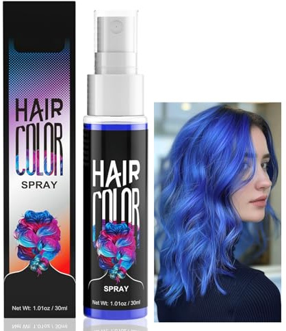 Tinte de pelo azul espray temporal, color de pelo azul lavable, color de pelo de color azul instantáneo, coloraciones de pelo para carnaval, Halloween, cosplay, fiesta, spray de color para hombres y