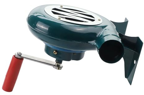 Helilyco Handgekröpftes Gebläse für Kamin, Feuerstelle, Grill, Camping, Eisen, manueller Ofenventilator mit stabilem Luftstrom, tragbares leichtes Design