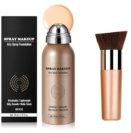 Airy Spray Foundation – Airbrush-Foundation mit voller Deckkraft und natürlichem Finish, feuchtigkeitsspendende Cremebasis für reife Haut, seidiger Nebel, gleichmäßige Deckkraft
