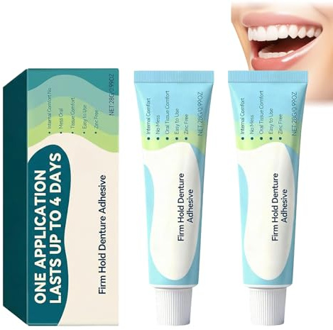 2 Pièces 40g Colle Dentier Colle Appareil Dentaire Adhésion Forte Longue Durée Sûre Convient Aux Prothèses Dentaires Complètes Et Partielles Applicable À Prothèses Différentes Matières Et Formes