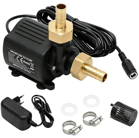 WDKXCN Kleine Wasserpumpe 12V, Aquarium Pumpe Klein mit 5-Gang-Drehzahlregelung, Mini Tauchpumpe mit 5M Förderhöhe, Mini Wasserpumpe, Aquariumpumpe für Wasserzirkulationssystem (800L/H)