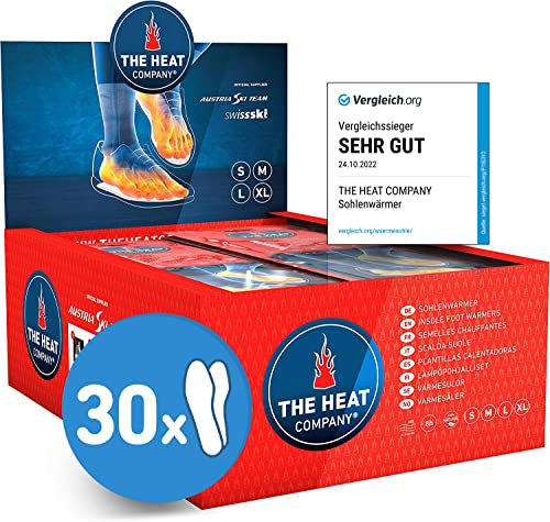 THE HEAT COMPANY Sohlenwärmer - 30 Paar - EXTRA WARM - Wärmesohlen - Fußwärmer - 8 Stunden warme Füße - sofort einsatzbereit - luftaktiviert - rein natürlich - Größe MEDIUM: 39-41
