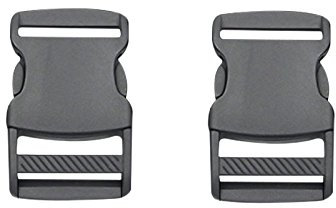 Boucle à déclenchement latéral rapide en plastique - Pour sac à dos de voyage - Noire - Lot de 6, Noir , 35 mm