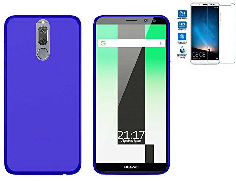 Todobarato24h Funda TPU Lisa Azul Compatible con Huawei Mate 10 Lite (5.9) + Protector Cristal Templado