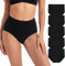 INNERSY Panties for Women Cotton Underwear Ladies Black Knickers High Waist Maxi Briefs 5 Pack (18, Black)