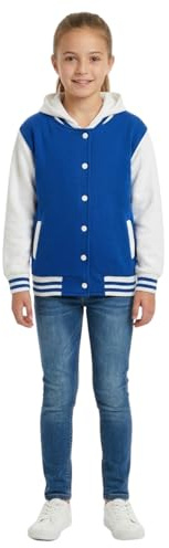 A2Z 4 Kids Girls Boys B.B Hooded Plain Jacket Varsity Classic Baseball - B.B Plain Hooded Jacket Royal 9-10