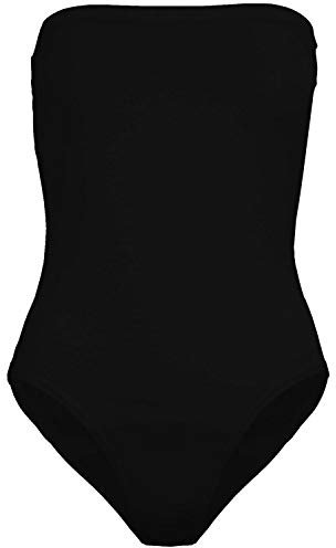 Fashion Star Womens Ladies Casual Short Sleeves Stretchy Plain Bodysuit Leotard T Short Top Black