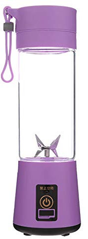 Personal Blender, Portable Juicer Cup/Electric Fruit Mixer/USB Juice Blender, Rechargeable, Six Blades in 3D for Superb Mixing, 380mL Green,Purple