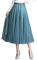 Damen Tüllrock Midi Faltenrock 78cm Länge Hoher Bund Schick Rock Elastisch Taille Drapiert Stoff, Cyan Blau
