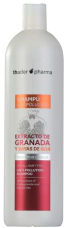 Thader Pharma Shampooing à l'Extrait de Grenade et Baies de Goji, idéal pour tous les types de cheveux, 1000 ml