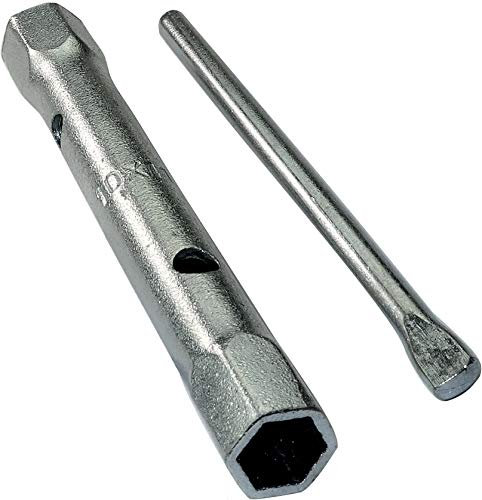 AERZETIX - C45633 - Clé à tube droite 10x11mm 6 pans avec broche rigide/garrot de serrage amovible - tourniquet - monobloc - clé tubulaire débouchée à double extrémité - robinetterie - en acier CR-V