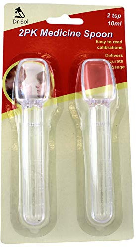 Dependable Industries 2 TSP (10ml) Calibrated Medicine Spoon Set 2 Pack BPA Free Easy to Read Calibrations Children Adults Seniors