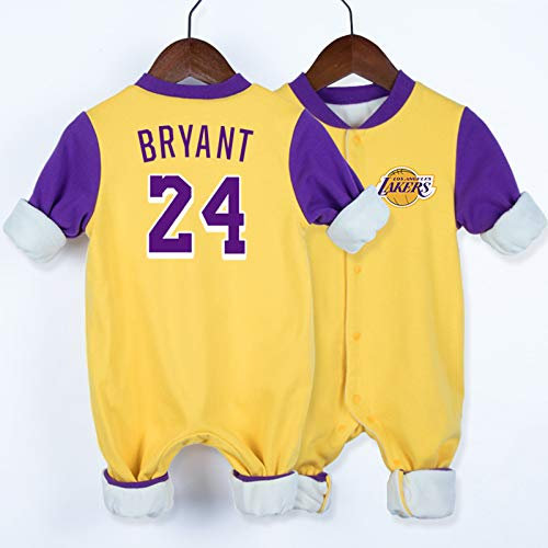 LDLXDR Baby Basketball Triko- Babykleidung Herbst und Winter Reine Baumwolle Plus samtgepolsterte James/BRYAMT Cardigan Jumpsuit 0-15 Monate,Yellow-2,66CM