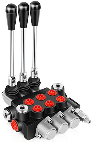 GYZJ Hydraulic Flow Control Valve 3 Spool 11 GPM SAE Ports Adjustable Relief Lever Handle Double Acting Parallel Center Tractor Loader W/Joystick Small Tractors/Tanks Loaders Log Splitters 3600 PSI