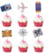 GotGala 24 PCS Travel Themed Cupcake Toppers Airplane Map Camera Cake Topper Picks for World Awaits Travel Themed Baby Shower Retirement Party Suppliers