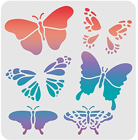 FINGERINSPIRE Schmetterlingsschablonen Vorlage 30x30cm Kunststoff Schmetterling Zeichnung Malschablonen Quadratische Wiederverwendbare Schablonen zum Malen auf Holz, Boden, Wand und Fliesen