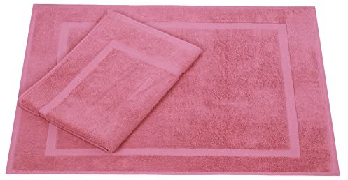 Betz 2 Stück Badvorleger Badematte Badteppich Duschvorleger Frottee Premium Größe 50x70 cm 100% Baumwolle Qualität 650g/m² Farbe Altrosa