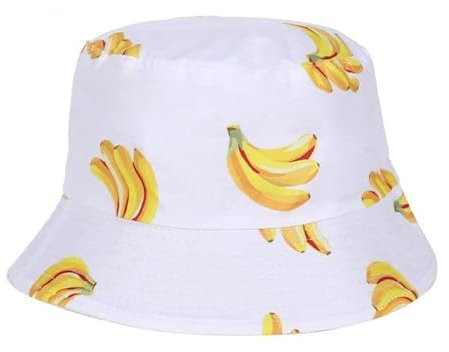 Cherry-on-Top Bucket Hüte für Festivals, Weiße Banane, M/L