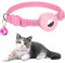 Airtag Katzenhalsband, Integriertes Katzenhalsband Airtag mit AirTag Halter und Glocke,Reflektierendes Katzenhalsband mit abbrechbarer Sicherheitsschnalle für Kätzchen Welpen (Rosa)