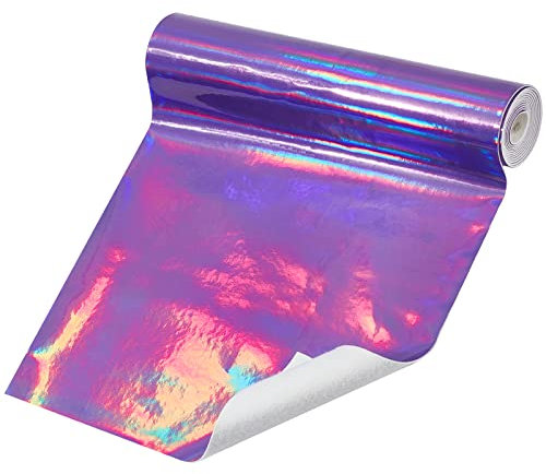 GORGECRAFT 120x 20.2cm Laser Holografisches Leder Vinyl Stoff Magenta Farbe Reflektierender Kunstspiegel PU Leder Radiumfolie Wasserdicht Glanzfolie Zum Nähen Kleidung Taschen Kopfbedeckungen DIY
