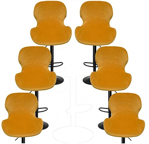 XGANGM Samt Barhocker Hussen mit Lehne Barhocker Bezug Drehstuhl 2/4/6 Stück Barhocker- Schonbezüge Überzug Schmetterling Bar Stretch Stuhlbezug Esszimmer Stuhlhussen,Gelb,6PCS