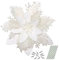 12Pcs Poinsettia Artificial Flowers, Christmas Glitter White Flowers Ornaments for Christmas Tree, with Stems and Clips, Xmas Floral Party Decor Wreath, Garland Craft Supplies, White