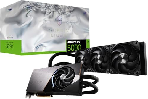 MSI GeForce RTX 5090 32G SUPRIM Liquid SOC — 32GB GDDR7 (28Gbps/512-bit), PCIe 5, Boost: 2565 MHz, Wasserkühlung, HDMI 2.1b, DisplayPort 2.1b