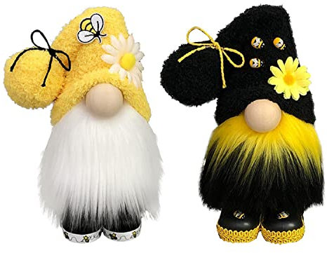 FYBlossom 2er Set Wichtel Frühling Deko Figuren, Zwerg Puppe Frühlingdeko Mit Sonnenblume, Plüsch Schöne Spielzeug Frühlingswichtel Für Festival Home Bauernhaus Küche Dekor