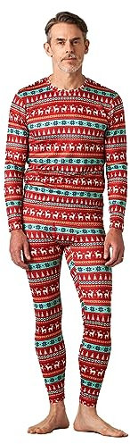 LAPASA Completo Termico Uomo in Pile Calzamaglie Termica & Maglie Termiche Set М11 Caldo Fantasia di Natale2 S