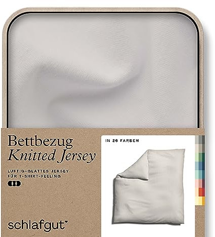 schlafgut Knitted Jersey Bettwäsche 135x200cm Bettdecke Bezug einzeln, Multicolor Uni, weich und faltenfrei mit Elasthan (Sand Light, 200x200)