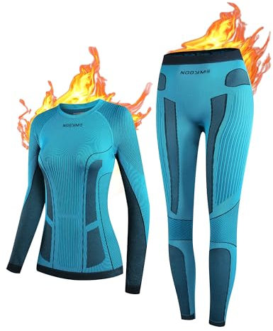 NOOYME Thermounterwäsche Damen Set - Warme Funktionsunterwäsche Winter Elastische Skiunterwäsche Atmungsaktive Thermo Unterwäsche für Frauen