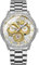 JewelryWe Uhren Herren Edelstahl Drache: Datum Kalender 30m wasserdichte Analog Quarz Armbanduhr Männer Silber Edelstahl Armband Uhr mit geprägten golden Drachen Zifferblatt und Leuchtzeiger