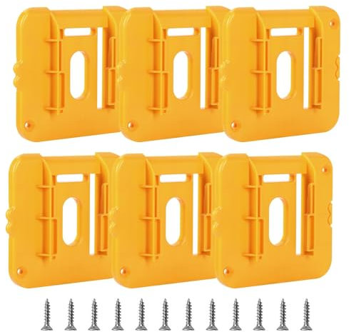 6 Pack Battery Mounts Holder, Battery Dock Holders with 12Pcs Screws, Battery Storage Rack Compatible with Dewalt 20V Battery DCB200 DCB201 DCB202 DCB203 DCB205 DCB206