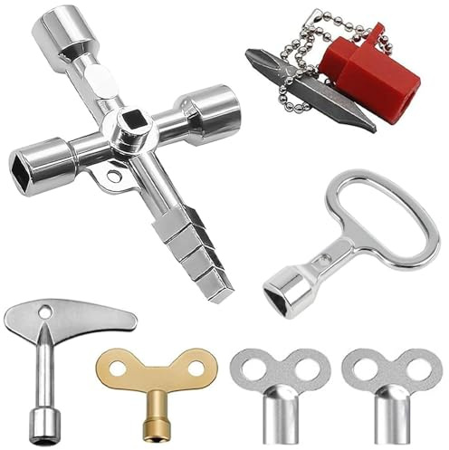 HXSYKJDM Universalschlüssel Schaltschrankschlüssel 6 Stück, 4 Wege Multifunktionale Universal Schlüssel