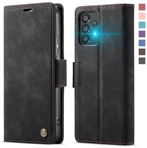 XYGLOW Handyhülle für Samsung Galaxy A53 5G Hülle Klappbar Premium PU Lederhülle Klapphülle【RFID Schutz】 Kartenfach Standfunktion Schutzhülle für Samsung A53 5G Flip Case Wallet Tasche Cover, Schwarz