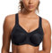 SYROKAN Women's High Impact Sports Bra Underwire Full Support Racerback Padded Running Bra Black 2 38E