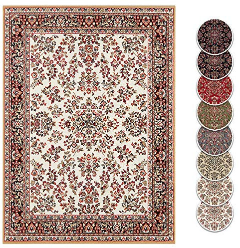 Teppich Boss - Design Kurzflor Orient Teppich Zabul orientalisch Perser Look, Farbe:Creme/Gold, Größe:80x150 cm