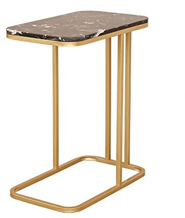Comptoirs en ardoise en marbre Canapé de salon Petit salon familial TV Petite table basse d'angle (couleur : or + marbre noir) (doré + marbre noir)