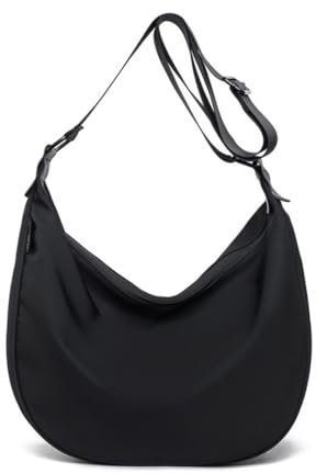 LENAOBEN Crossbody Moon Bag in plastica Ocean Impact | Mezzaluna borsa impermeabile | Elegante borsa a tracolla con tracolla regolabile, Nero , s