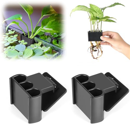 2 Pk Upgraded Aquarium Plant Holder, Hanging Aquarium Plant Holder with Clip, Suitable for Fish Tank Plant Potting, Aquarium Decoration