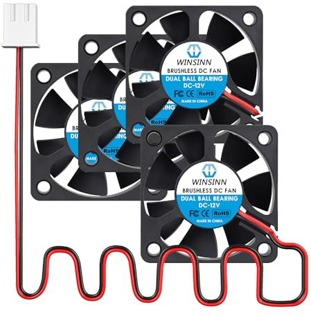 WINSINN DC 50mm Fan 12V 5020 Dual Ball Bearing Brushless Cooling 50x20mm 2PIN (Pack of 4Pcs)