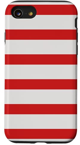 Modern und schlicht rot-weiß gestreift Hülle für iPhone SE (2020) / 7 / 8
