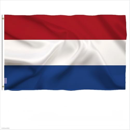 5ft x 3ft Netherlands Flag 90 * 150cm Holland National with Two Brass Grommets Large Flag of Netherlands for Festival Party Sport Events Gardens Home Indoor and Outdoor Decoration