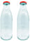 Acan Tradineur - Pack de 2 Botellas de Vidrio con Tapa roja de latón, Cierre de Rosca, Agua, Leche, Batidos, zumos, licuados de Verduras, Salsas, frigorífico - 1 litro