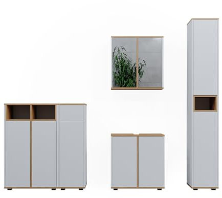 Vicco Badmöbel-Set Didi, Badezimmerschrank-Set, Weiß/Artisan, 5 Teile